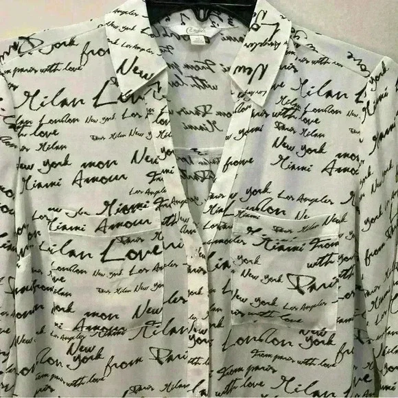 Candie's Black and White Bouse Sz XS - Picture 2 of 11